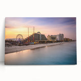Black and white photograph of Daytona scenery on stretched canvas, ideal for kitchen wall art or bedroom decor.