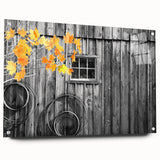 Acrylic print of a large abstract depiction of Delaware scenery in muted earth tones, ideal for dining room decor.