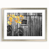 Textured abstract art print of Delaware scenery in muted blue and gray tones, framed in silver, ideal for bedroom wall decor.