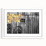 Abstract art print of Delaware scenery in muted blue and green tones on a white-framed canvas.