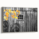 Framed canvas featuring a vintage-style Delaware landscape with colorful art elements, ideal for enhancing black wall decor.