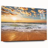 Large abstract wall art depicting Fort Lauderdale skyline in muted blues and greys on acrylic glass.