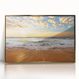 Large art print of Fort Lauderdale scenery in mid-century modernist style, framed acrylic with gold tones.