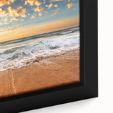 Framed canvas depicting the Fort Lauderdale skyline in black with colorful, textured highlights, ideal for living room decor.