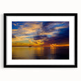 Colorful abstract art print of Florida Keys in vibrant hues on a large textured canvas, framed in black.