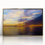 Acrylic print of Florida Keys scenery in gold frame, featuring pastel colors, ideal for modern art wall decor.