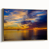 Framed canvas depicting a vintage-style landscape of the Florida Keys with muted gold and black tones.