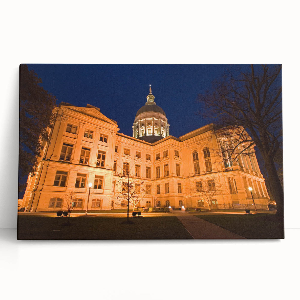 Black and white stretched canvas of Atlanta skyline, ideal for kitchen wall art or bedroom ambiance.