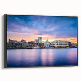 Black and white framed canvas of a Savannah landscape, featuring vintage poster art style, suitable for bedroom decor.