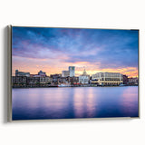 Framed canvas landscape art paintings of Savannah, Georgia in vintage poster style with a palette of black and colorful art.