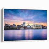 Vintage poster art of Savannah, Georgia on a framed canvas, featuring colorful art in extra large size.