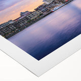 Art deco poster of Savannah skyline in muted beige and green, rolled canvas, suitable for dining room wall.