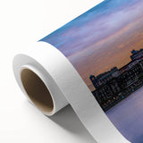 Art Deco poster of Savannah skyline in muted pastel shades on rolled canvas, ideal for nursery wall art.