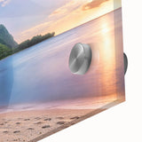 Large abstract wall art depicting Kauai's landscape in muted earth tones on acrylic glass, ideal for dining room ambiance.