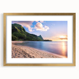 Abstract art print of Kauai scenery in muted green and blue tones on a textured, extra large canvas.