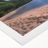 Art deco poster featuring a scenic view of Kauai, Hawaii in vivid green and blue tones on a rolled canvas.