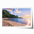 Extra large wall art of Kauai's lush scenery on a rolled print, featuring vibrant green and blue tones.