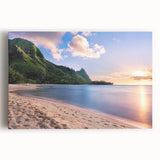 Black and white stretched canvas of Kauai landscape, ideal for kitchen art.