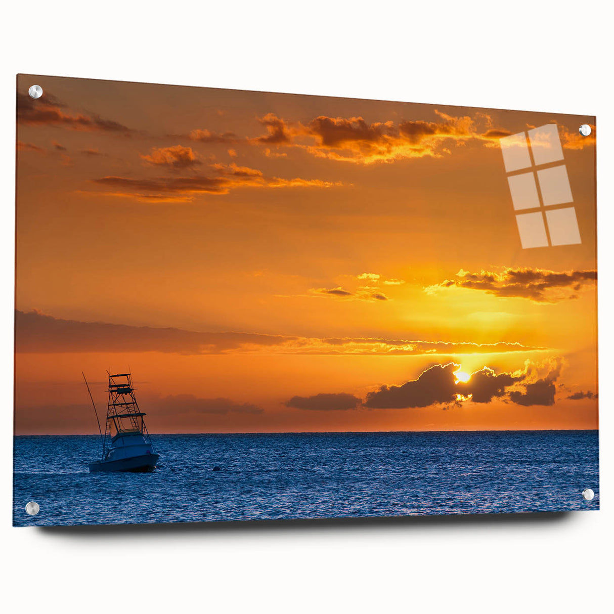 Acrylic print of a Maui scenery with vivid blue and green tones, ideal for dining room art.