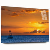 Large abstract wall art depicting a vibrant Maui scenery on acrylic glass, suitable for bedroom or dining room decor.