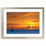 Textured art of abstract Hawaiian landscape in silver frame, using a blend of cool blues and greens, ideal for bedroom art.