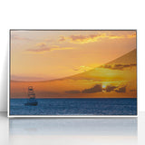 Framed acrylic print of a Maui, Hawaii landscape in art deco style, ideal for modern nursery decor.