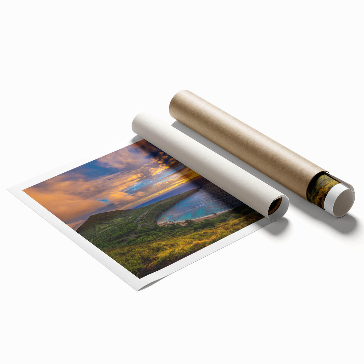 Extra large rolled print of Oahu, Hawaii, featuring vibrant floral art.