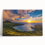 Black and white photograph of Oahu's coastline on stretched canvas, ideal for kitchen wall art.