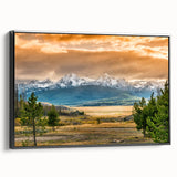 Black and white framed canvas depicting a vintage Idaho landscape, ideal for bedroom wall art.