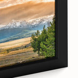 Textured black wall art depicting Idaho scenery on extra large framed canvas, featuring colorful art elements.
