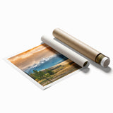Extra large rolled print of Idaho scenery with vibrant green and soft blue tones, suitable for bathroom or living room decor.