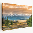 Large art depicting the Idaho landscape on stretched canvas, featuring earthy tones, suitable for kitchen wall art.