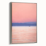 Framed canvas depicting a vintage-style landscape of Lake Michigan, featuring a palette of black and colorful art.