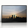Large abstract wall art depicting the Indianapolis skyline in muted black and gray tones on a framed acrylic print.