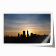 Extra large rolled print of Indianapolis skyline in muted gray and blue tones, ideal for art wall dining room.
