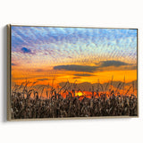 Framed canvas depicting a vintage-style Indiana landscape in muted gold and black tones, ideal for bedroom wall decor.