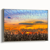 Framed canvas of a vintage-style Indiana landscape painting with muted earth tones, ideal for living room decor.