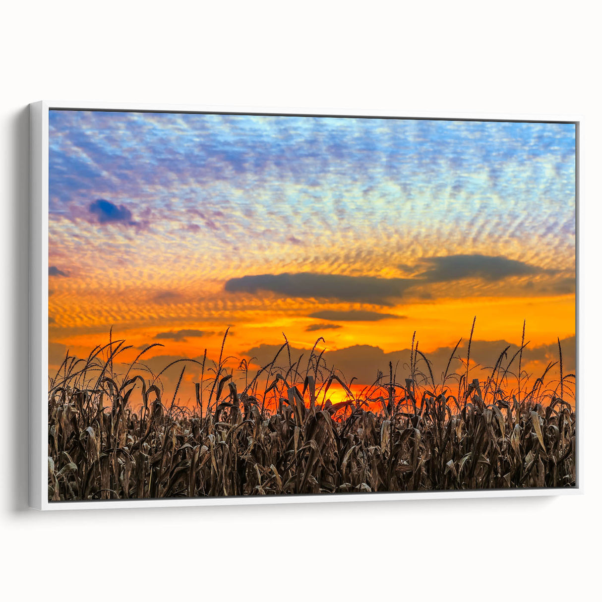 Vintage poster art of Indiana landscape in vibrant colors on framed canvas, ideal for living room decor.