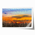 Rolled print of Indiana scenery with soft floral designs in muted earth tones, ideal for art wall dining room.