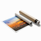 Rolled print of Indiana scenery with soft floral elements in pastel shades.