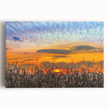 Black and white photograph of an Indiana landscape on stretched canvas, ideal for kitchen wall art.