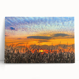 Black and white photograph of Indiana landscape on stretched canvas, suitable as large kitchen wall art.