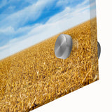 Large abstract art print of Iowa scenery in muted earth tones on acrylic glass, ideal for dining room decor.