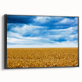Black and white landscape art painting of Iowa scenery on a framed canvas, ideal for bedroom wall decor.