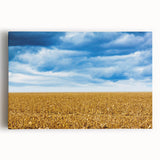 Black and white photograph of a serene Iowa landscape on stretched canvas, ideal for kitchen wall art.