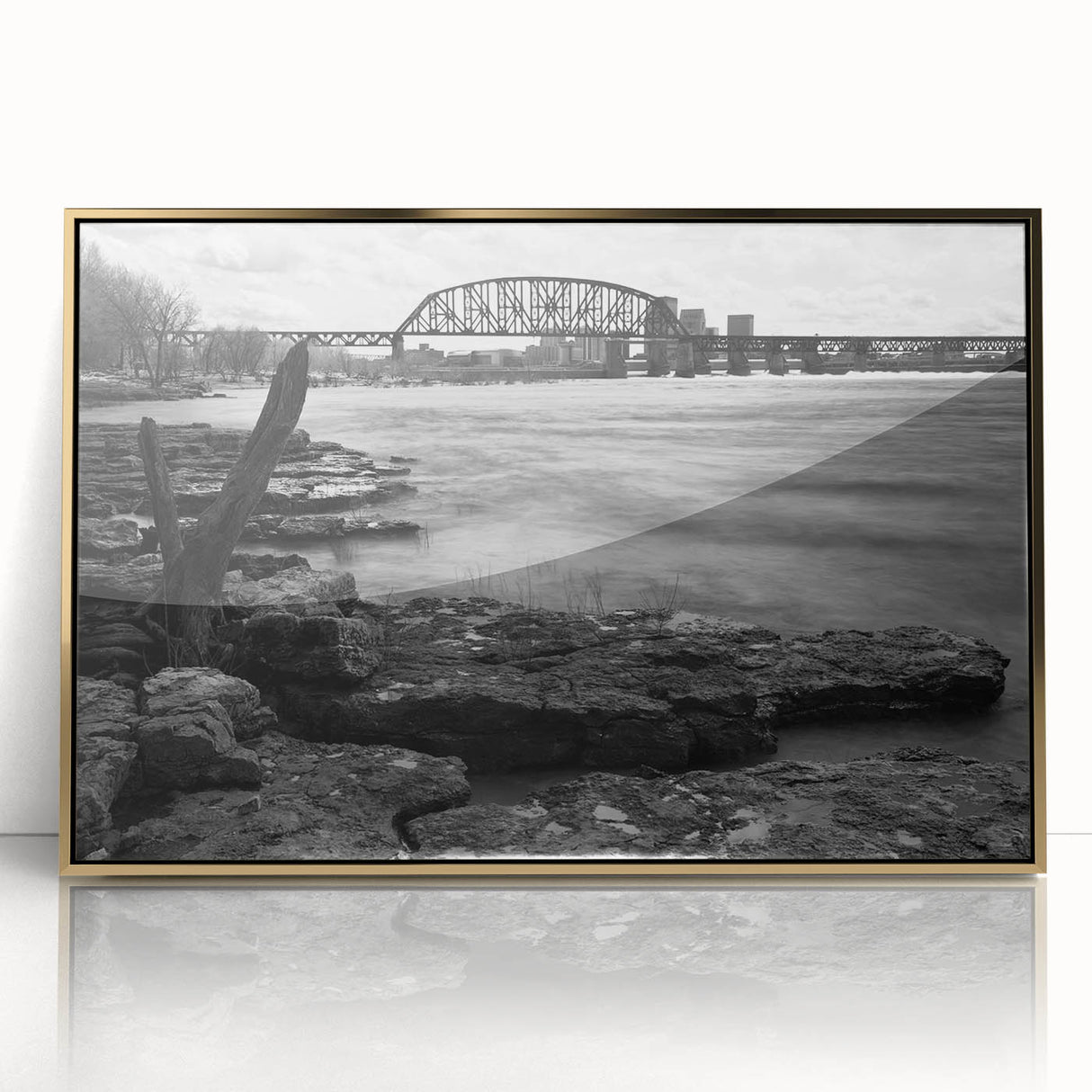 Large art print of a Kentucky landscape in muted earth tones on framed acrylic, ideal for modern art wall decor.