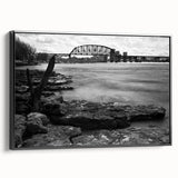 Black and white framed canvas of a Kentucky landscape, featuring a vintage poster style, ideal for bedroom decor.