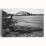 Black and white photo of Kentucky scenery on large stretched canvas, ideal for kitchen wall art.