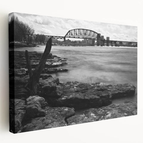 Large art depicting the Kentucky landscape on stretched canvas, featuring muted green and brown tones.