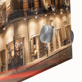 Large abstract depiction of New Orleans in vibrant colors on acrylic glass, suitable as dining room art.